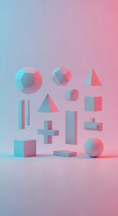 Fototapeta premium Geometric Shapes in Pastel Lighting - A Minimalist Composition.