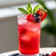 Refreshing Berry Cocktail with Mint Garnish - A Summertime Delight.