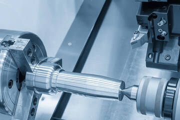 The surface finishing process by turning machine.