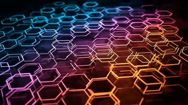 Colorful hexagonal pattern with vibrant gradients creating a modern abstract background design