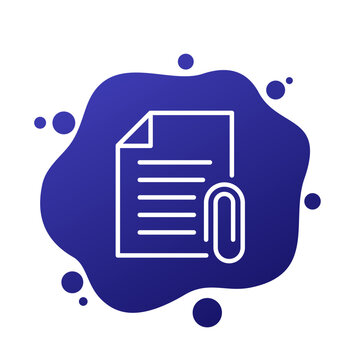 attachment icon with a document, line design