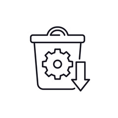 reduce waste icon with a trash bin, waste reduction line design