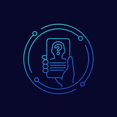 unknown person icon with phone in hand, linear design