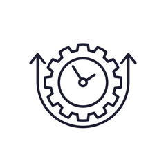 uptime icon with a clock, line pictogram on white