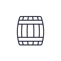 wooden barrel line icon on white