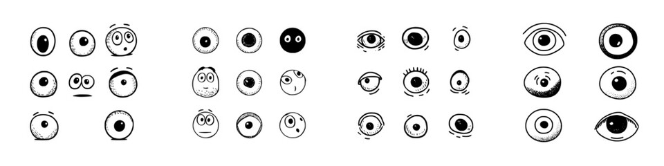 Various hand drawn cartoon eyes and eyeballs in sketch style © schmidt