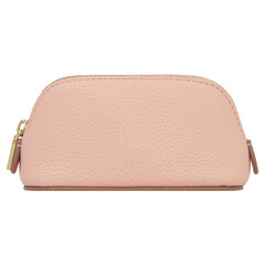 Elegant light pink leather pouch isolated on white background studio shot