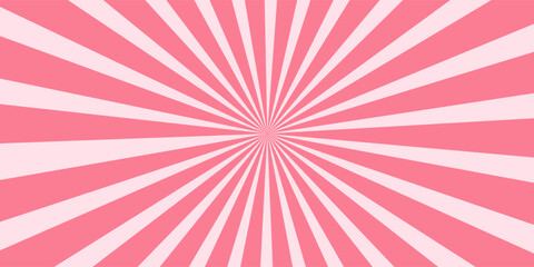Candy color sunburst background. Abstract pink cream sunbeams design wallpaper. Sweet rotating cartoon swirl or whirlpool. Colorful spinning lines for template, banner, poster, flyer. Eps10