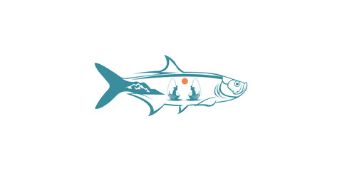fish and fisherman logo