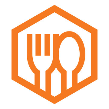 Kcal icon vector showing fork and spoon symbol for calorie count and nutrition information design.