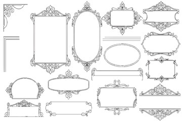 Vintage Ornate Frames and Borders Set - Decorative Flourish Elements


