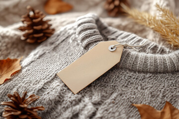 A blank kraft tag resting gently on a soft