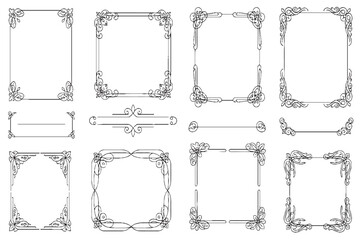 Set of Vintage Floral Frames and Elegant Horizontal Oval Borders

