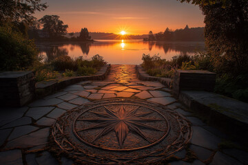 A breathtaking view of sunrise over a calm lake