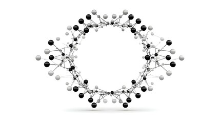 Naklejka premium Symmetrical molecular network forming a ring on white for science concepts