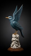 Fototapeta premium Sculpted Starling Bird in Flight - A Detailed Porcelain Figurine.