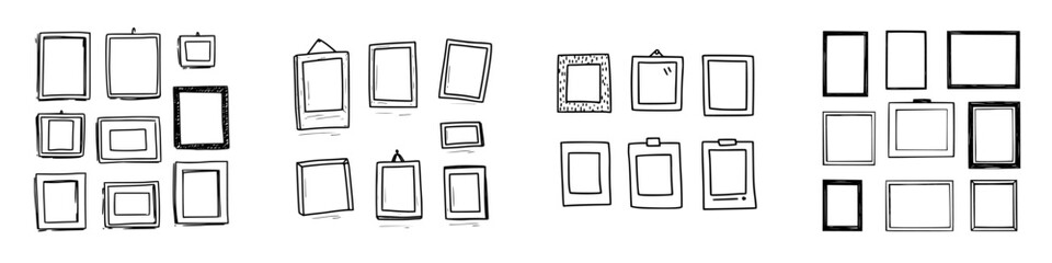 Hand drawn picture frames and empty photo holders collection