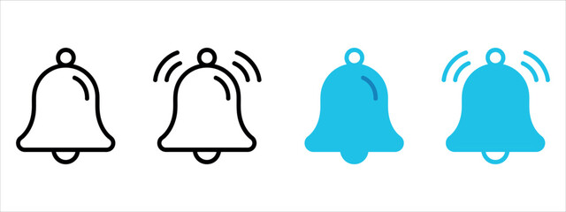 Notification Bell icon vector illustration set. Symbol for alert, reminder, new update, and social media activity.