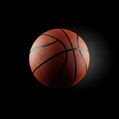 Obraz premium Basketball on Black - A Focused Shot of Athletic Equipment.