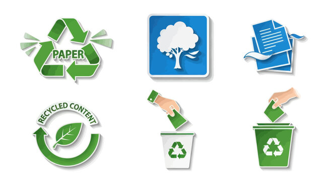 Collection of Eco-Friendly Recycling and Paper Icons.