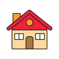 Colorful house illustration, a symbol of home, family, and comfort, perfect for real estate, construction, and lifestyle content