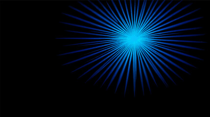 Obraz premium A vibrant blue light burst radiating from the center against a black background