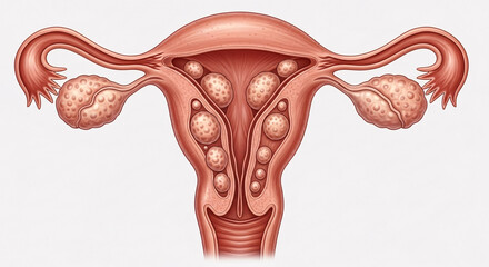 Uterine Fibroids Medical Illustration  Female Reproductive System Condition