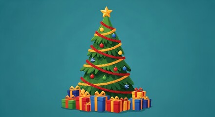 Fototapeta premium Festive Christmas Tree with Gifts - A Holiday Celebration.