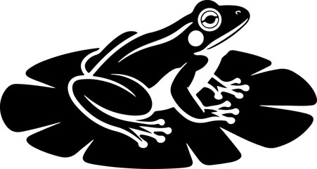 frog sitting on lily pad silhouette vector illustration