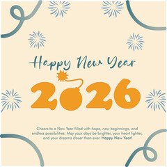 Simple Playful Typography New Year 2026 Poster | Minimalist Fun Wall Art Print
