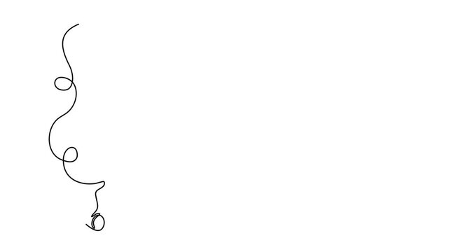 Animated self drawing of continuous line draw simple scissor pattern.  For a modern hair salon or barbershop.  Full length one line animation. 4K	