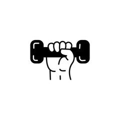 Vector art of hand holding a black dumbbell