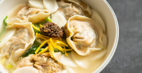 Dumpling soup with meat