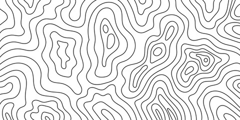 Fototapeta premium Abstract seamless pattern of fluid black contour lines on white background, creating a modern topographic map-like texture for graphic design projects
