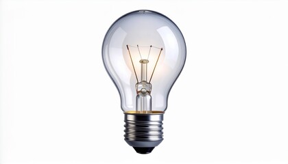 Lit incandescent bulb on white background