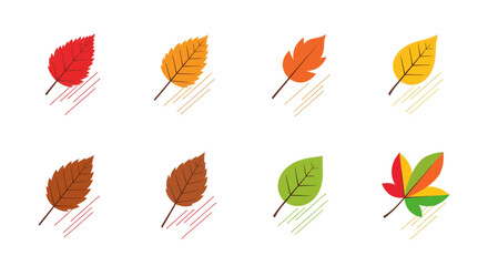 Obraz premium Colorful Autumn Leaves Collection: Red Orange Yellow Green and Brown.