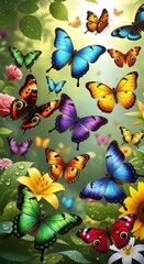 Obraz premium Butterfly Garden - A Vibrant Symphony of Colors and Delicate Wings.