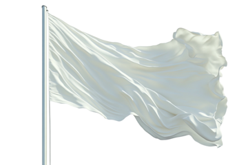 Waving white flag against black, signifying surrender or truce