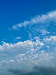 Stunning blue sky with fluffy white clouds creating a vibrant and peaceful atmosphere perfect for inspirational backgrounds and serene designs today