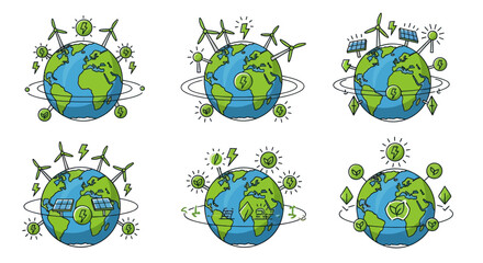 Earth Globe with Renewable Energy Sources and Orbit. © Rizal