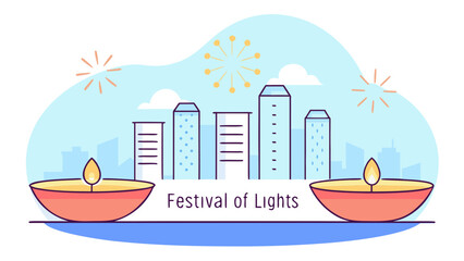 Celebrate Diwali with this cheerful illustration, perfect for holiday promotions and festive greetings, conveying warmth and light during the festival of lights