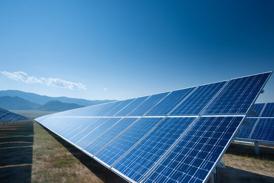Solar Panel Field under Blue Sky