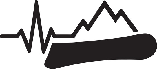 Black electrocardiogram line graph with abstract shape heart pulse