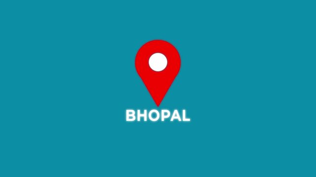 Location of the city of BHOPA ,The name of the place with the location has been displayed, sign animated on black background. GPS location tracking icon .