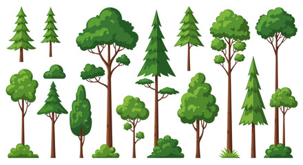 Diverse Cartoon Trees and Bushes Collection for Nature Landscape Design. © Rizal