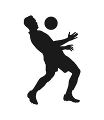 Dynamic silhouette of a soccer player heading a ball in mid air isolated on transparent background silhouette