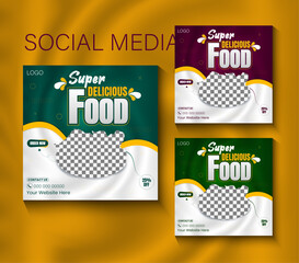 Delicious food menu social media banner template.