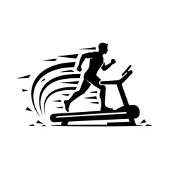 Gym treadmill vector art of man running on treadmill for fitness and exercise