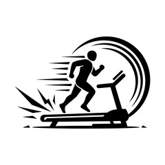 Gym treadmill vector art of silhouette of a man running on a treadmill