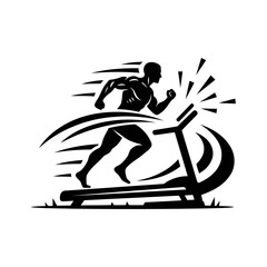 Gym treadmill vector art of man running on treadmill in vector illustration